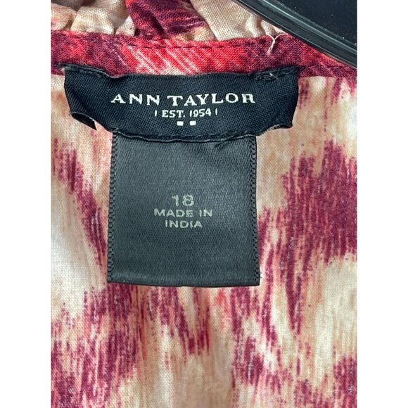 Ann Taylor Women's Mottled Pink Sleeveless Ruffle V Neck Top Blouse Size 18 - Picture 4 of 10